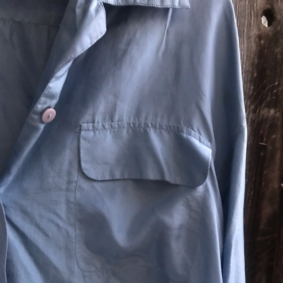 VINTAGE FRENCH SILK! Chic Baby Blue, Vintage, French, Silk Blouse. - Picture 4 of 8